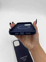 Кожаный чехол Leather Case iPhone 12 Pro Max, Midnight Blue Темно-Синий
