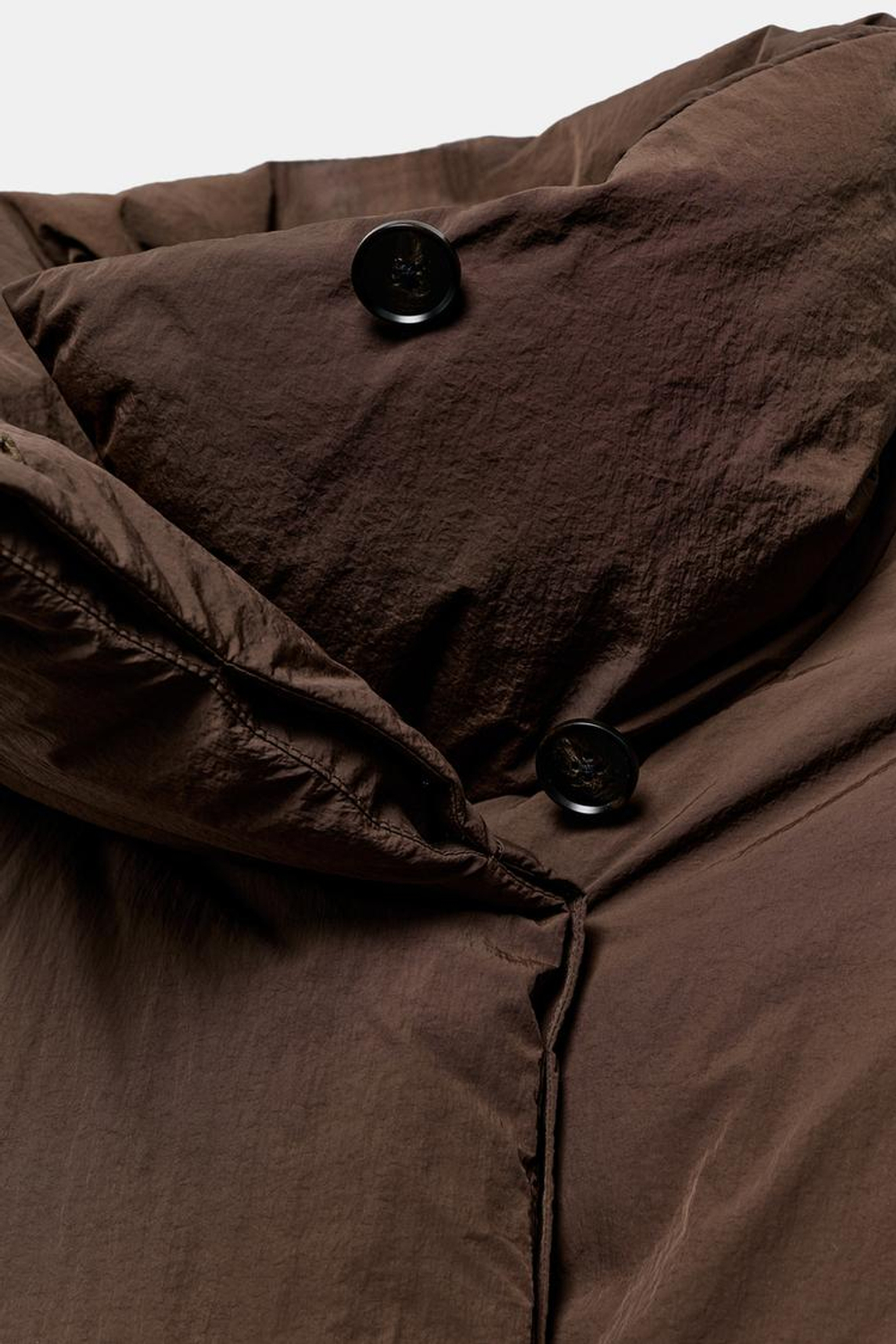 ZARA КОРОТКИЙ СТЕГАНЫЙ АНОРАК WATER AND WIND PROTECTION, ТЕМНО-КОРИЧНЕВЫЙ