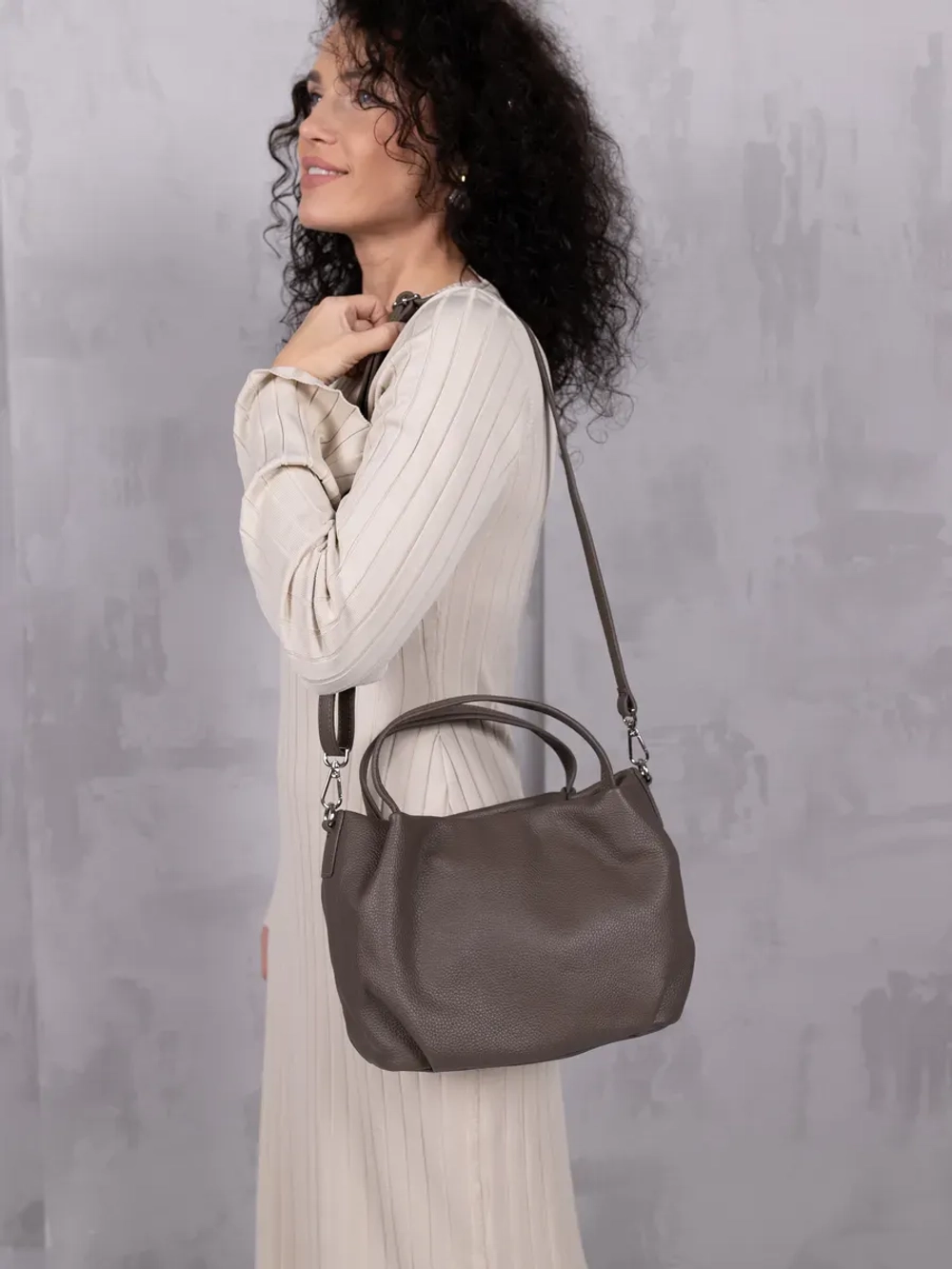 сумка через плечо классическая натуральная кожа