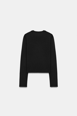 ZARA ФУТБОЛКА ИЗ 100% ХЛОПКА НА ПУГОВИЦАХ, ЧЕРНЫЙ