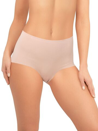 Высокие бесшовные трусики-слипы без рисунка (Размер: XXXL) (Цвет: бежевый)