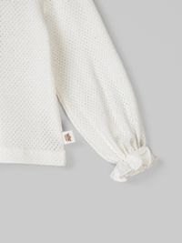 Лонгслив с воротником-стойкой "Молоко" из ажурного хлопка 0+