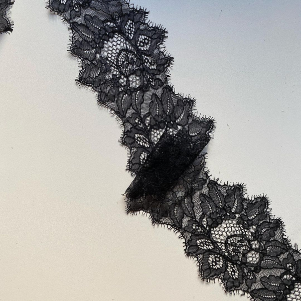 Кружево шантильи чёрное (узкое) к505