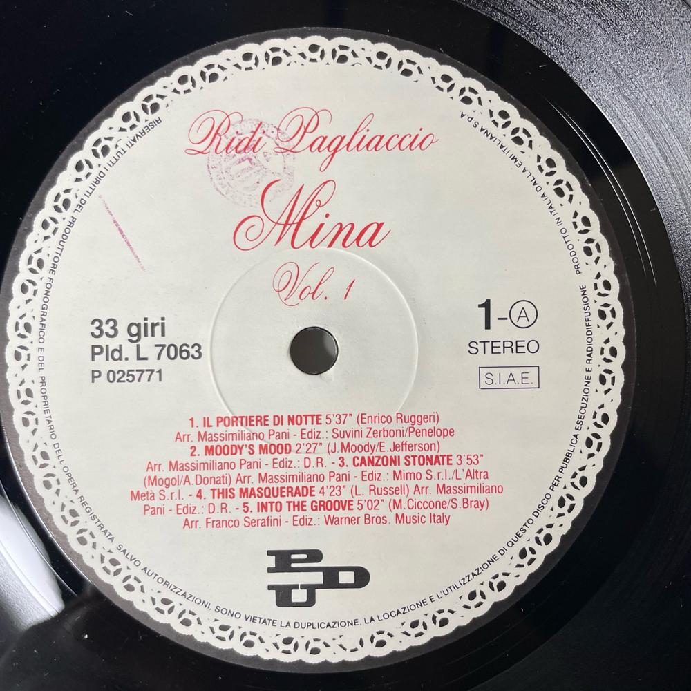Винтажная виниловая пластинка LP Mina Ridi Pagliaccio (Италия 1988)
