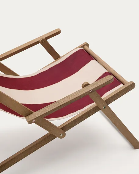 Складной шезлонг Vilara для улицы в полоску бордового и бежевого цвета