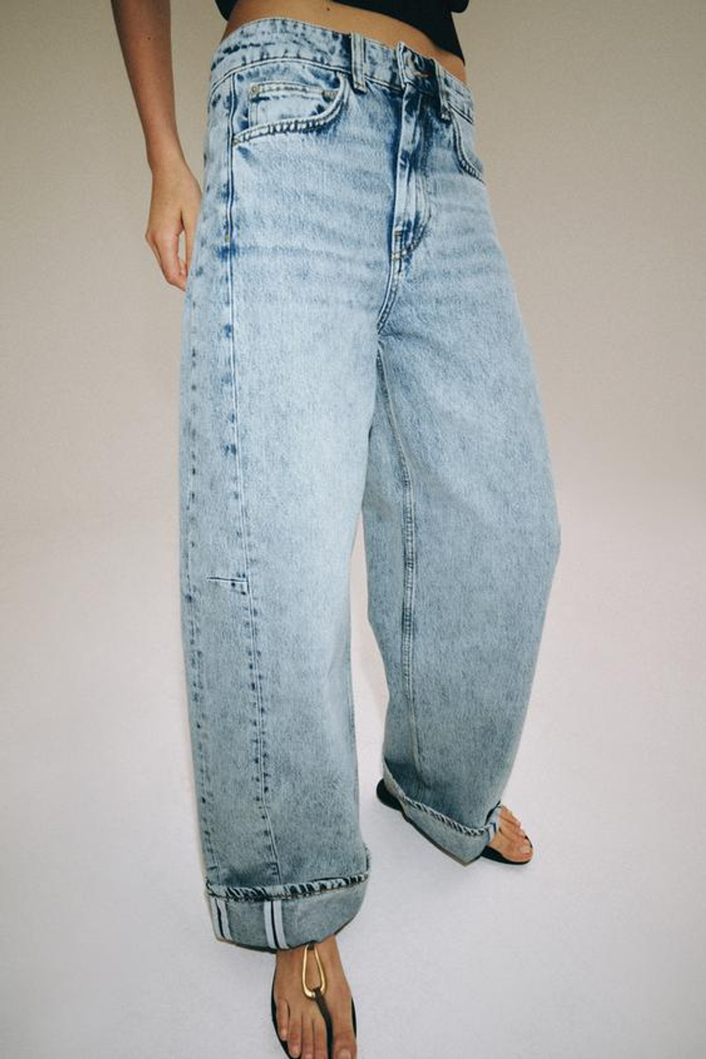 ZARA ДЖИНСЫ RELAXED-FIT С НИЗКОЙ ПОСАДКОЙ — ZW COLLECTION, СИНИЙ