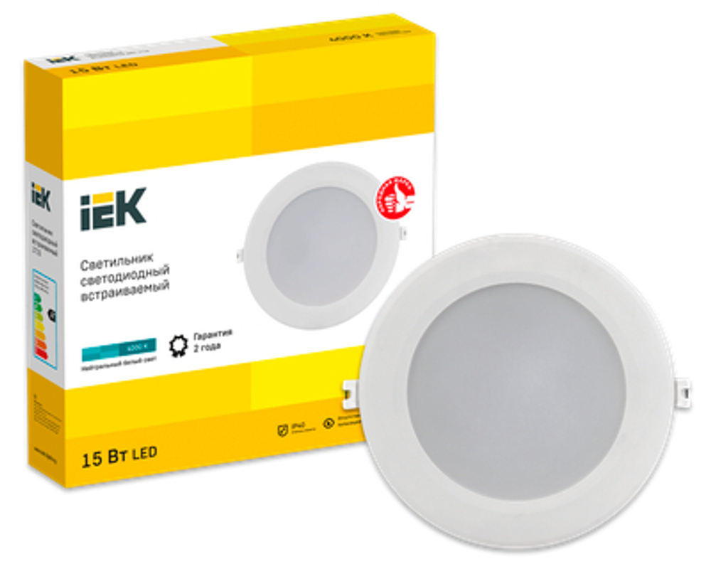 Светильник светодиодный ДВО 1715 белый круг 15Вт 4000К IP40 IEK