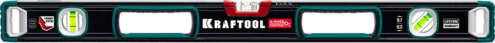 KRAFTOOL A-RATE CONTROL, 800 мм, точность 0.3 мм/м, с инновационным зеркальным глазком, сверхпрочный уровень (34986-80)