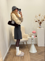 Шерстяная юбка в складку серый