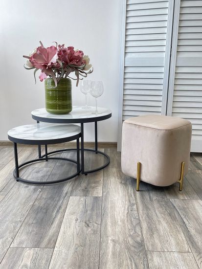 Пуф для гостиной ARES BLUVEL-40 BEIGE / GOLD