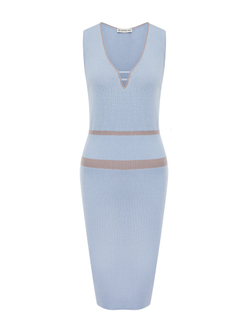 Платье трикотажное V–Neck Blue из вискозы