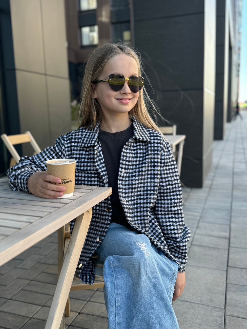 Рубашка с принтом "Гусиная лапка" черно-белого цвета