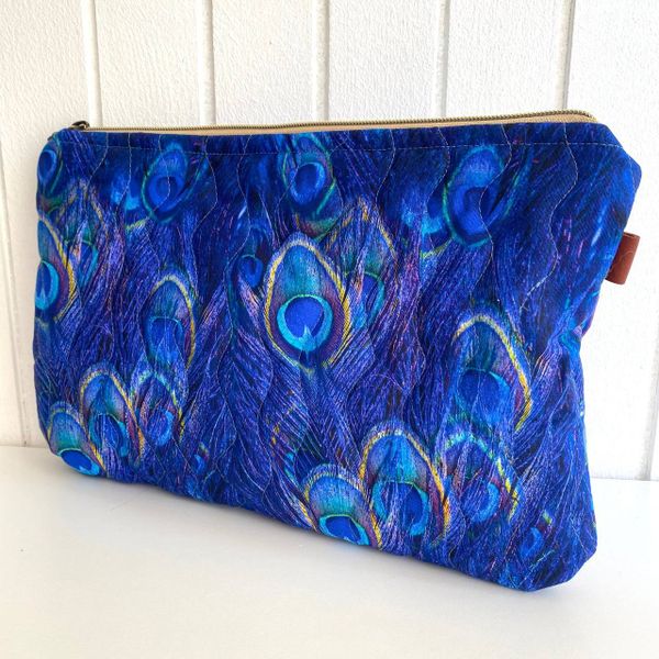 ПЕРО ПАВЛИНА синее , отрез 50 см 100% хлопок Handmade Fabrics 4