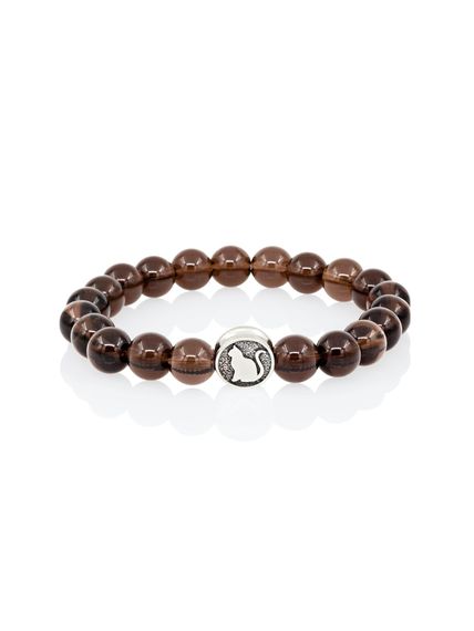 Браслет из натурального раухтопаза с шармом Кошка - Защита и благополучие, вид спереди