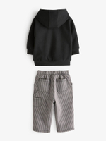 Толстовка с капюшоном и брюки в комплекте для мальчика Next B83-712, Черный, Серый