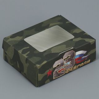 Коробка на одно мыло с окошком 23 ФЕВРАЛЯ 10х8х3,5 см