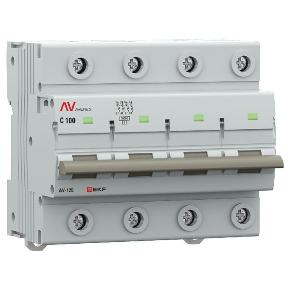 Выключатель автоматический AV-125 4P 100A (C) 10kA EKF AVERES