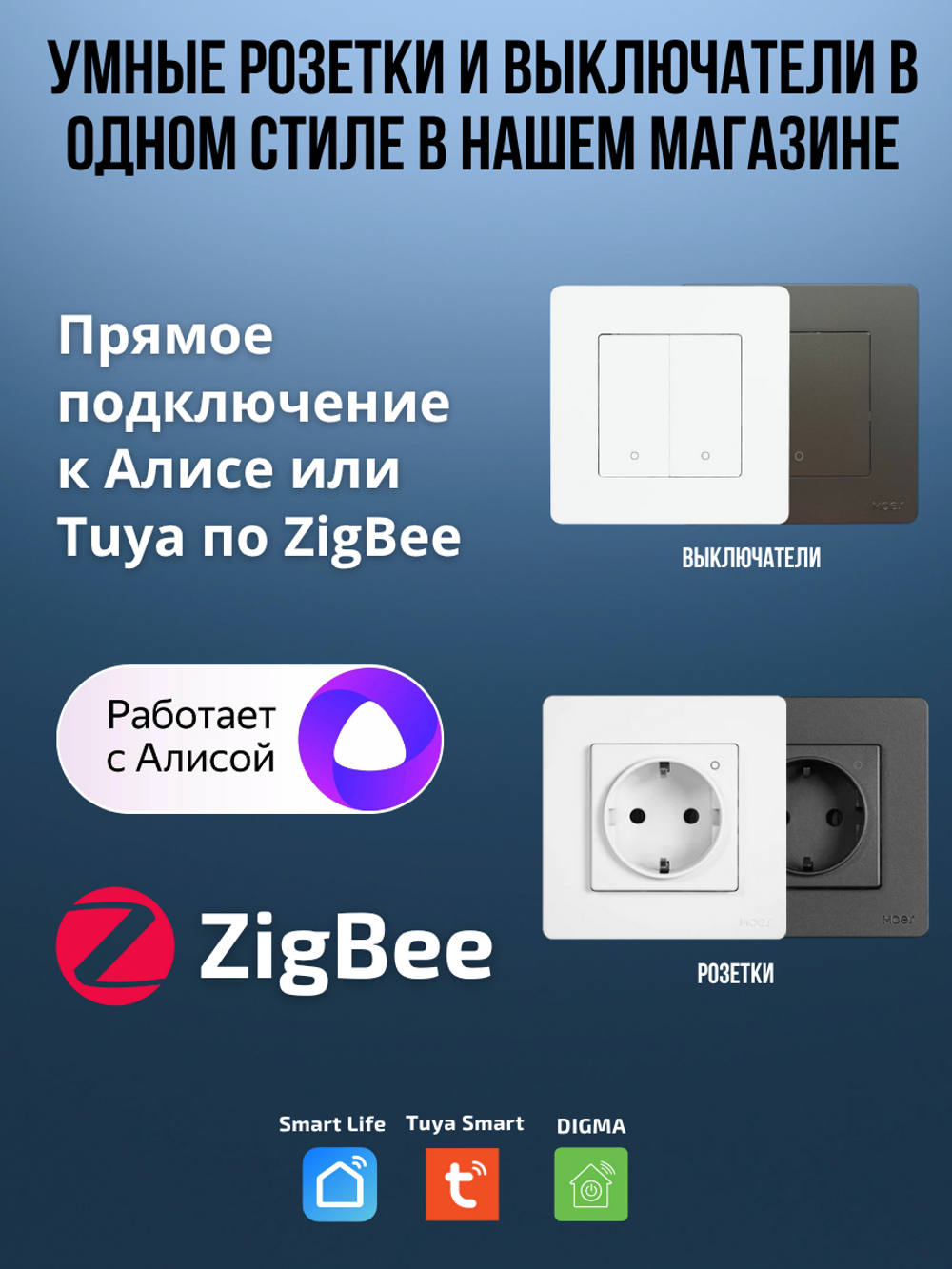 Двухместная рамка для умного выключателя 2-постовая Moes