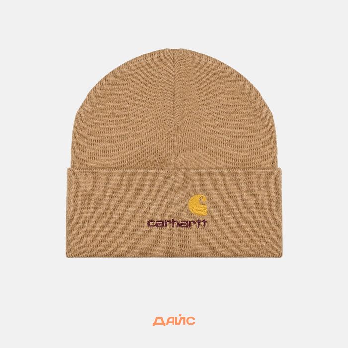 Шапка Carhartt WIP American Script Beanie  артикул:I034235_peanut - купить в магазине Дайс