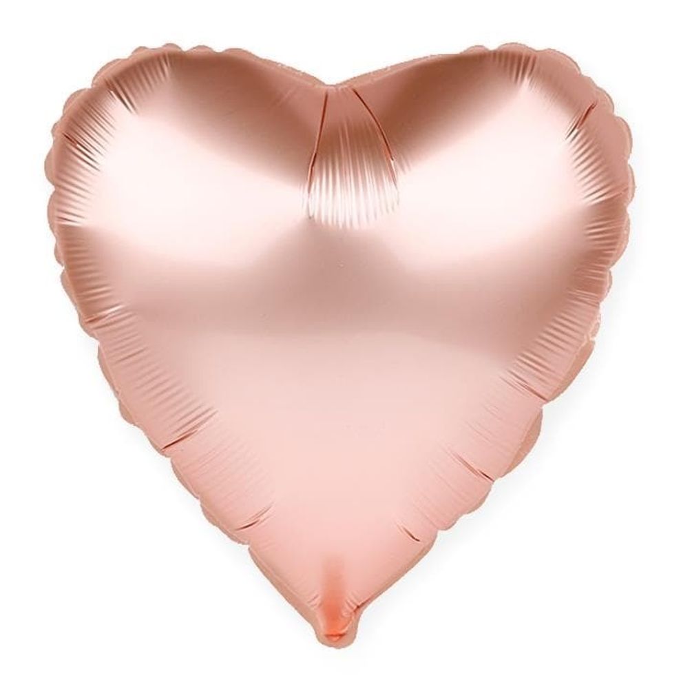 Фольгированный воздушный шар сердце, розовое золото, 46 см