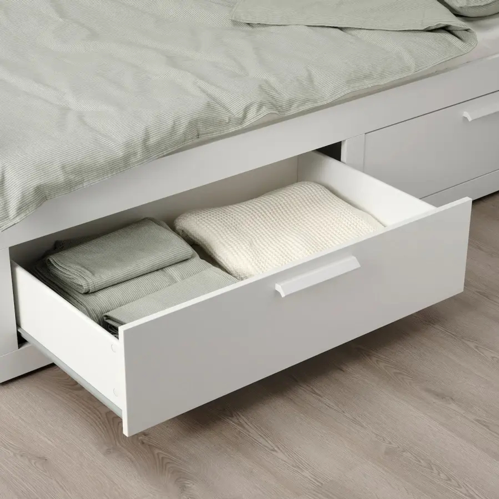 Кушетка с 2 ящиками - IKEA BRIMNES/БРИМНЕС ИКЕА, 57х205х86 см, белый