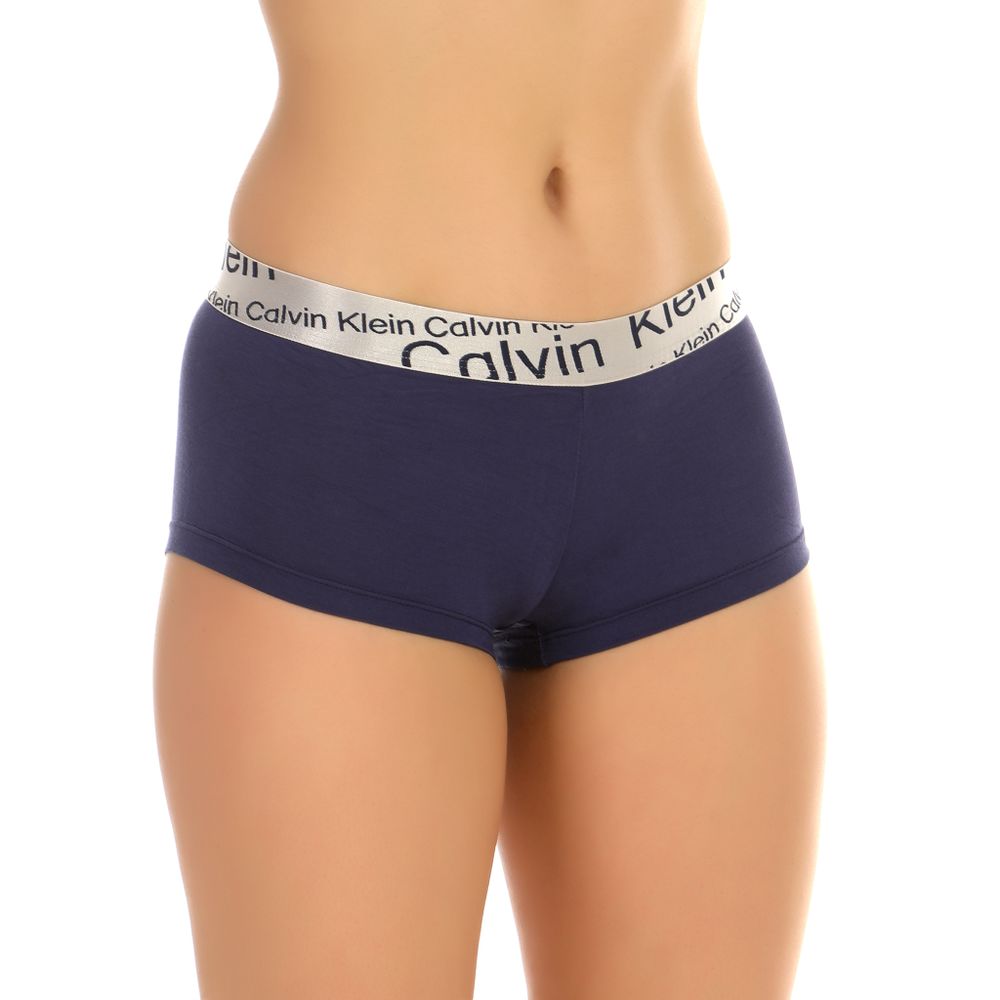 Женские трусы-шорты фиолетовые Calvin Klein Women Steel Italics Waistband
