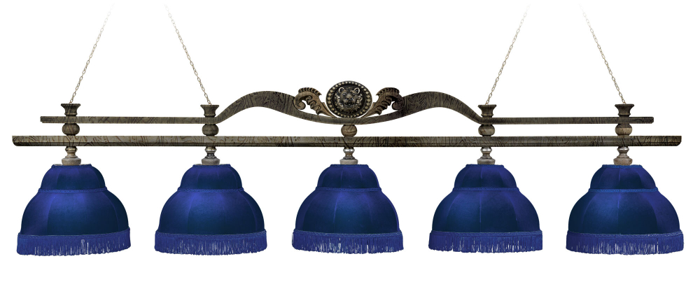 Лампа Лео II 5пл. клен (Авт. № 2,бархат зеленый,бахрома желтая,фурнитура золото)