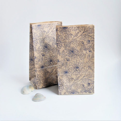 Пакет крафт Синие цветы 1 упаковка (100 шт)