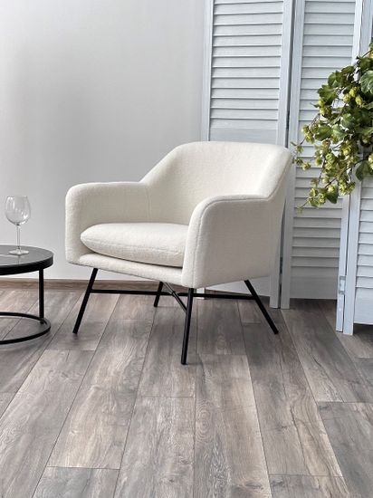 Кресло SHEEP NINI-01 Белый, teddy / черный каркас