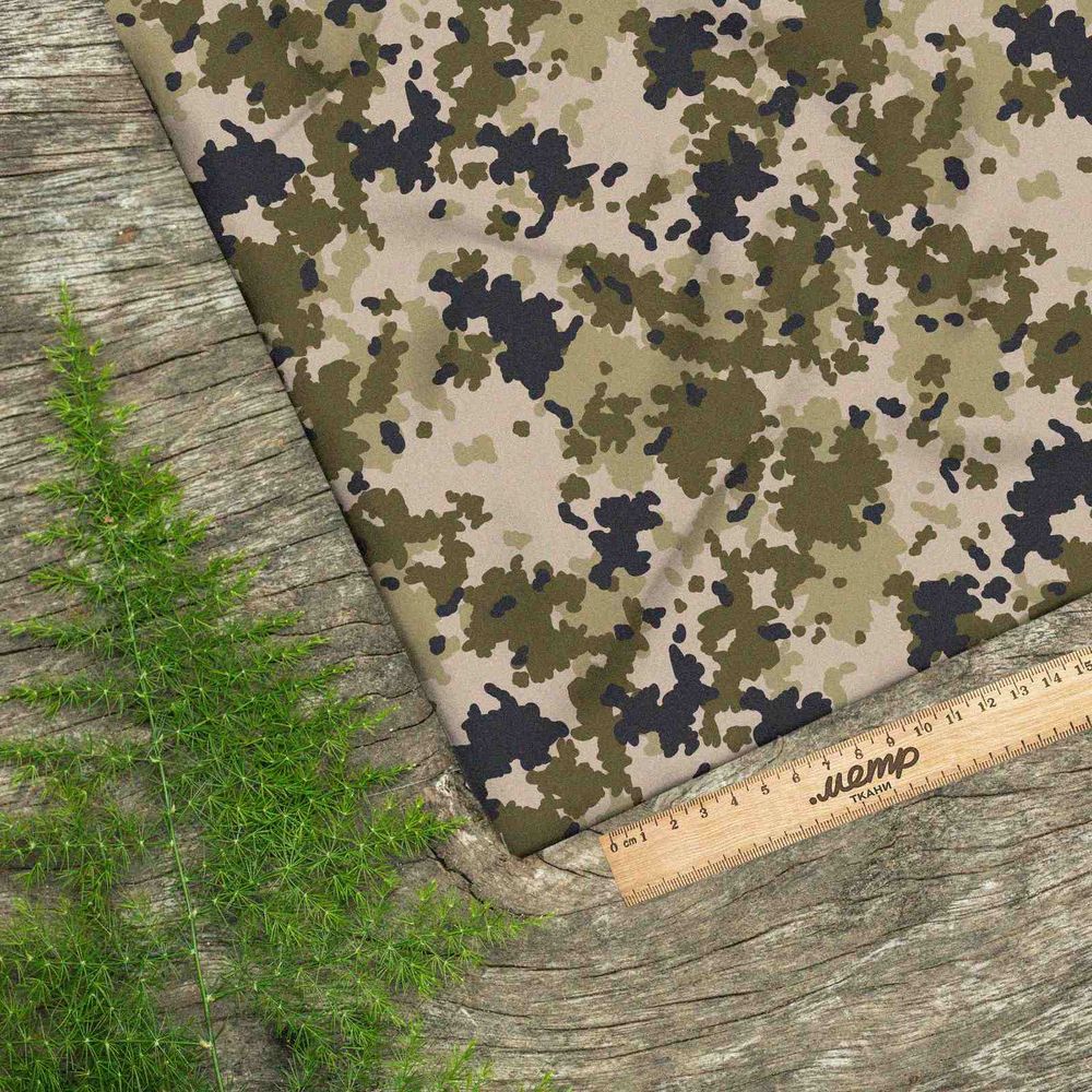 Ткань ниагара черно-зеленый хаки