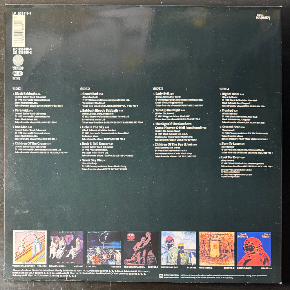Black Sabbath ‎– Blackest Sabbath: Black Sabbath 1970-1987 2LP (Германия 1989г.)