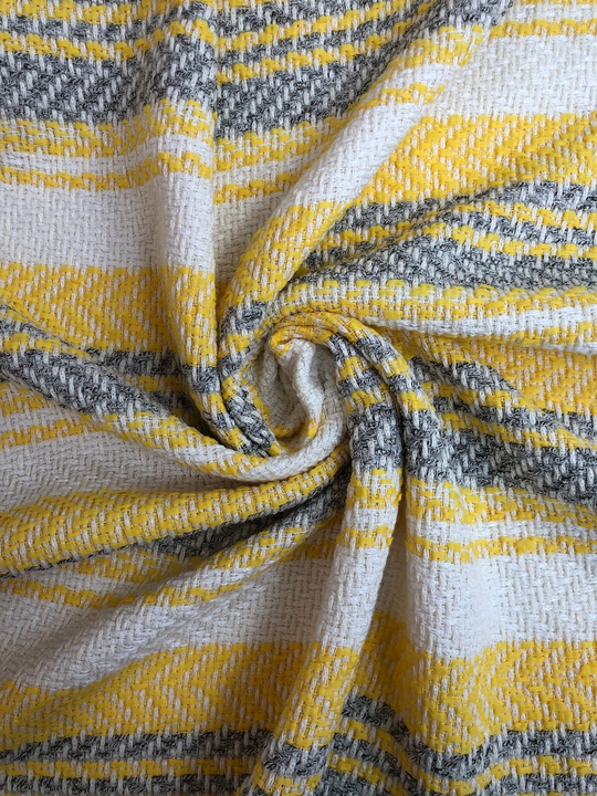 Твид шанель, полоска, бел/желт/серый CF#9