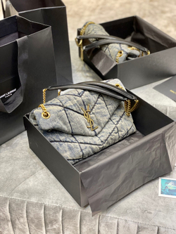 Saint Laurent Loulou Puffer Denim Bag 29 cm