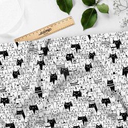 Ткань блэкаут толпа котов