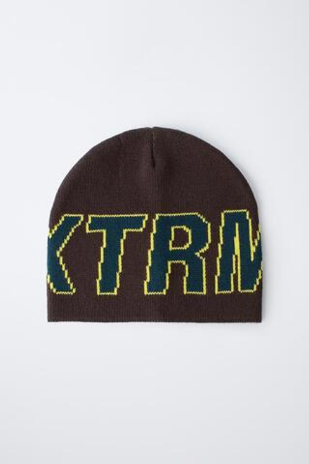 ZARA ВЯЗАНАЯ ШАПКА С НАДПИСЬЮ, ЗЕЛЕНЫЙ