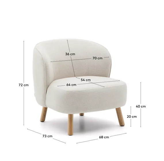 Кресло Ulit из бежевого шенилла с ножками из светлого бука