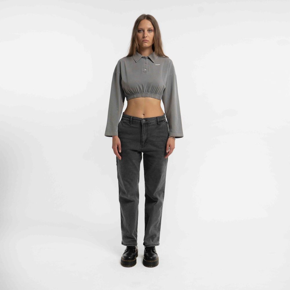 Купить Поло Dissident Crop OG Logo in Garment Dyed Grey Поло Dissident Crop OG Logo in Garment Dyed Grey