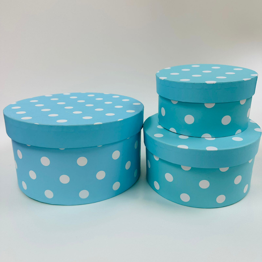 Набор 3х подарочных коробок круглых 10х20, 9х17, 7х14 см