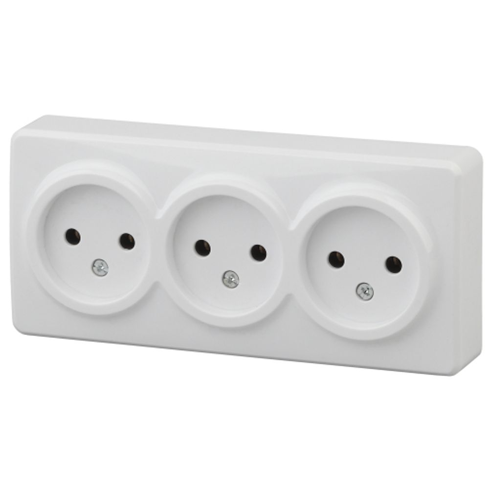 Розетка ЭРА Эксперт 11-2207-01 тройная 3х2P 16A-250В IP20 ОУ горизонт. белый | Эра Эксперт