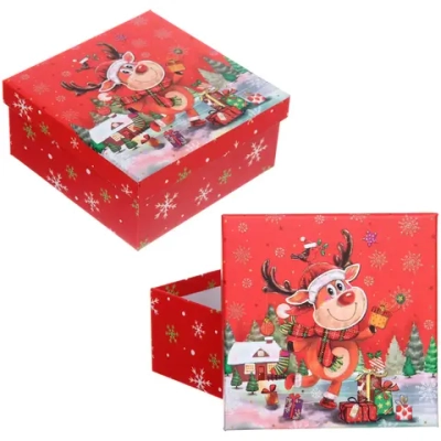 Коробка подарочная «Новогодний гость» 15,5*15,5*7,5 см