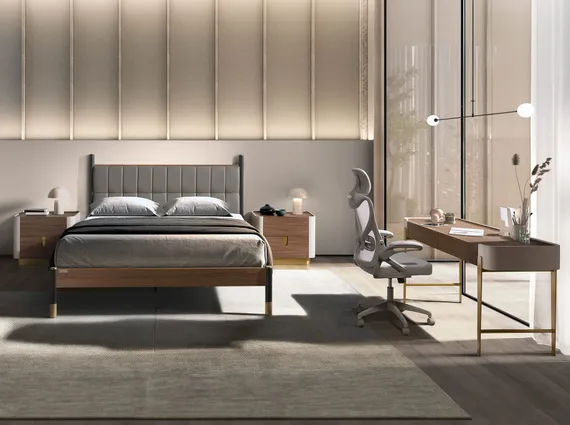 Письменный стол Angel Cerda 7186, орех, серое лакированное дерево