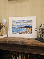 Картина авторская акрилом на холсте в паспарту 30х40 см на стену для интерьера "А где-то там идет дождь..."