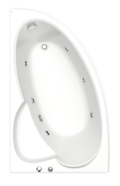 Ванна акриловая BAS Сагра правая 1600х1000 с гидромассажем и каркасом