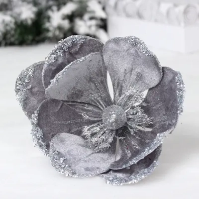 Украшение новогоднее «Пуансеттия - Пастель» 20 см, Серый