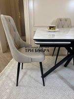 Кухонный раскладной стол "Монако" из керамогранита, белый мрамор и 4 стула ЛОНДОН