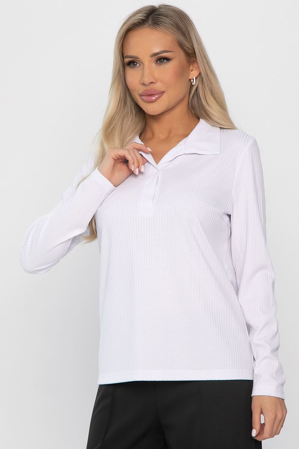 Лонгслив с воротничком Ритм жизни (белый) Б14407-6М LT Collection