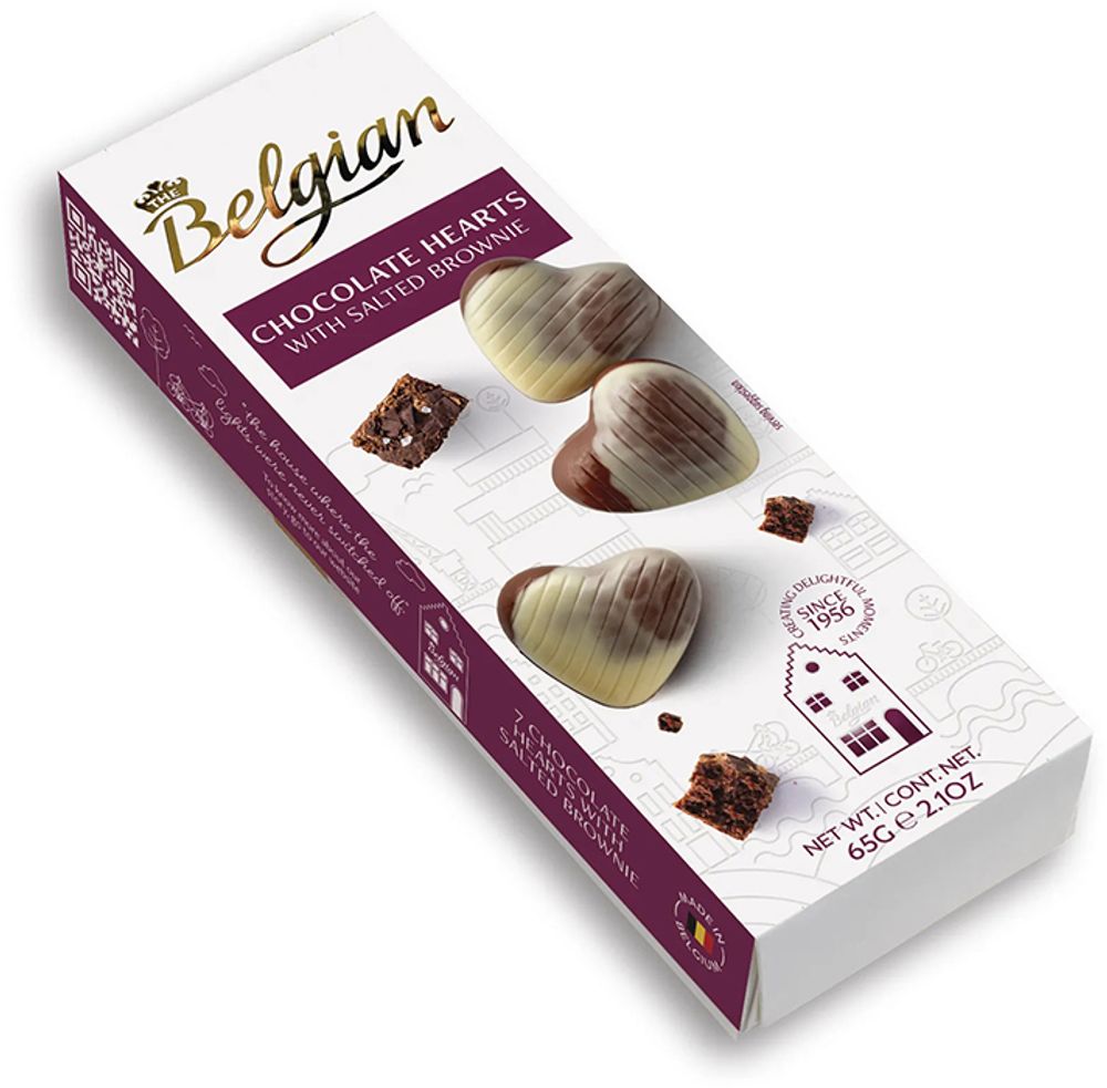 Шоколад Бельгиан Шоколадные сердечки с Солёным Брауни 65г