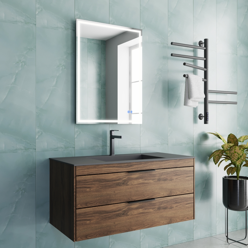 База под раковину Chiara 2D 1000 подвесная, 2 выкатных ящика soft-close, С.Oak
