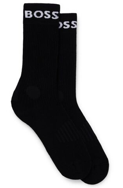 Теннисные носки BOSS x Matteo Berrettini Quarter-Length Socks In Stretch Fabric - black