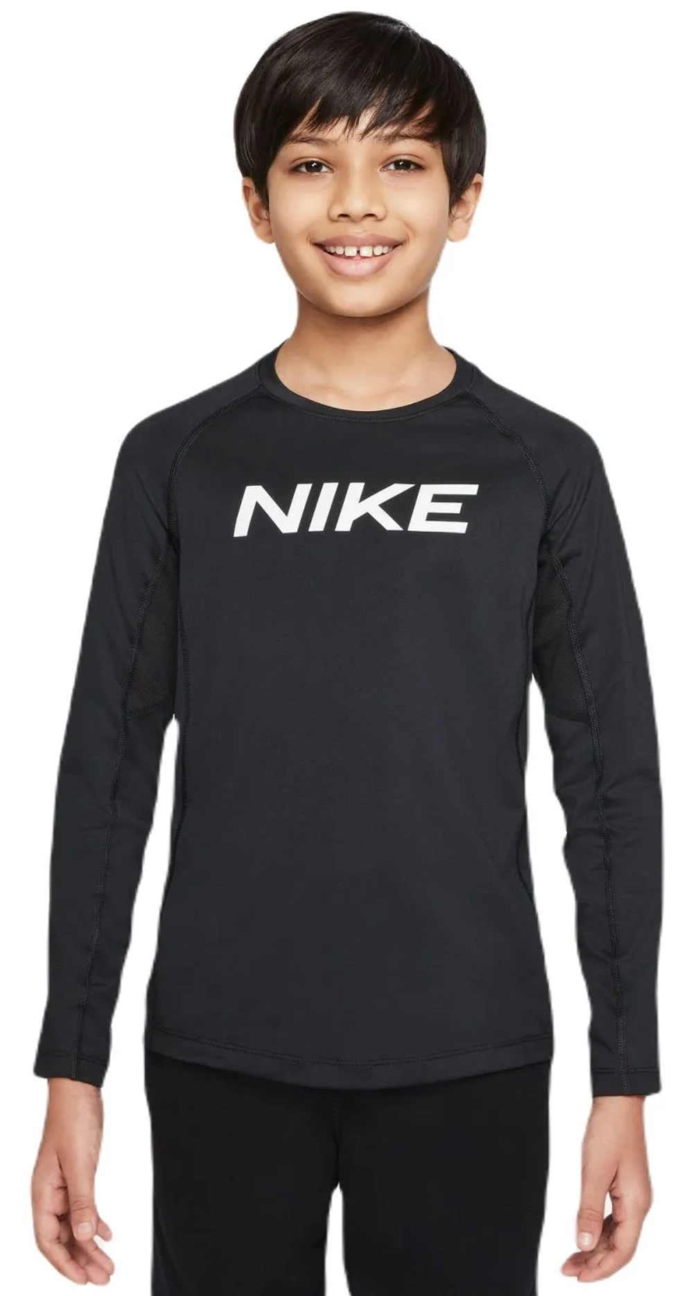Детская теннисная футболка Nike Boys Pro Dri-FIT Long Sleeve Top - black
